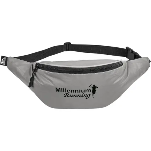 Slazenger Olympia Reflective Waist Bag Grey Front Branded